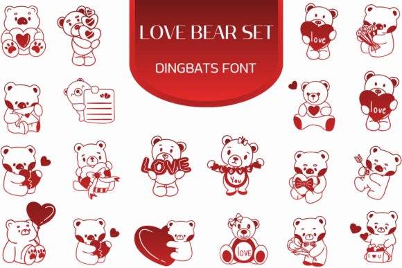 Cuddle Up to Your Next Design: The Love Bear Set Dingbats Font